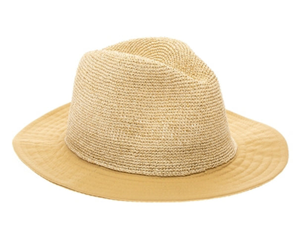 A568-GLITTERY STRAW PANAMA HAT - CANVAS BRIM