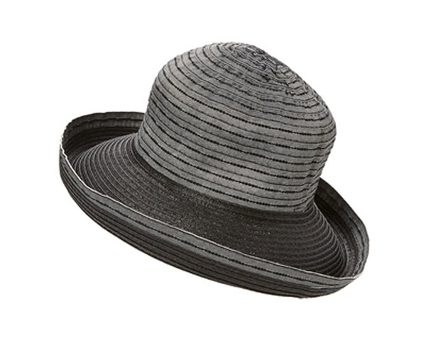 A405-RIBBON & STRAW KETTLE HAT