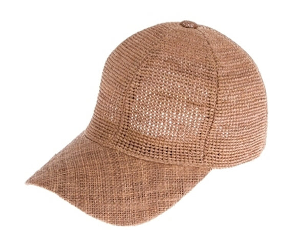 A665-RAFFIA STRAW BASEBALL CAP - FINE CROCHET