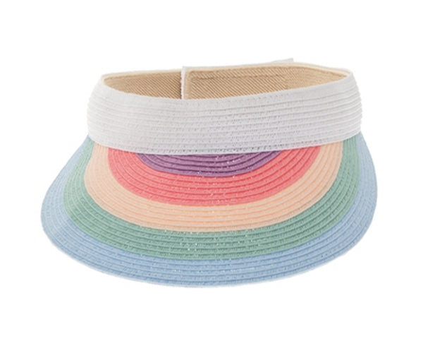 A537-RAINBOW STRIPE STRAW VISOR