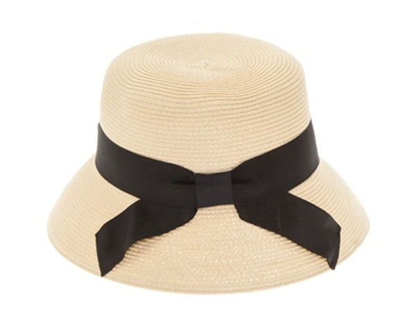 A490- FLAT TOP CLOCHE HAT W/ BOW