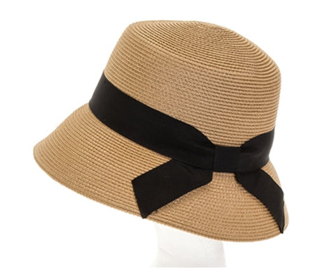 A490- FLAT TOP CLOCHE HAT W/ BOW