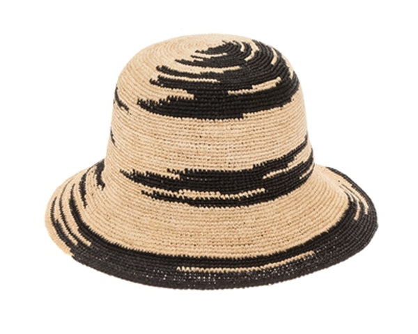 A493-FINE CROCHET RAFFIA 2-TONE BUCKET HAT