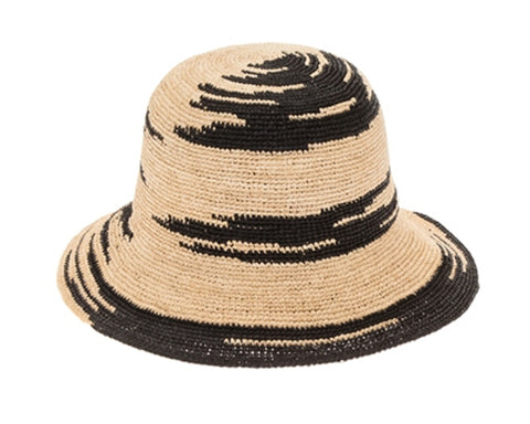 A493-FINE CROCHET RAFFIA 2-TONE BUCKET HAT