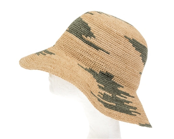 A493-FINE CROCHET RAFFIA 2-TONE BUCKET HAT