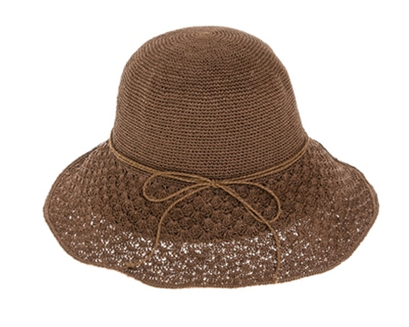 A660-SCALLOP BRIM FINE CROCHET SUN HAT