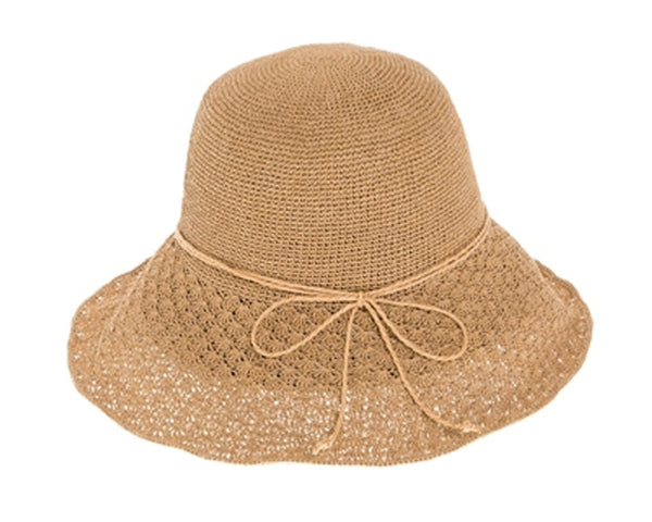 A660-SCALLOP BRIM FINE CROCHET SUN HAT