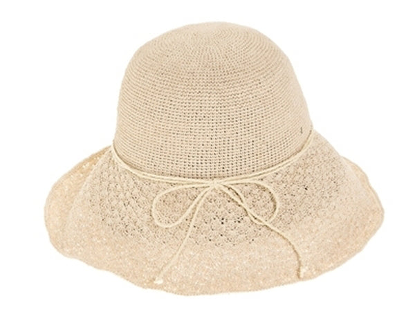 A660-SCALLOP BRIM FINE CROCHET SUN HAT