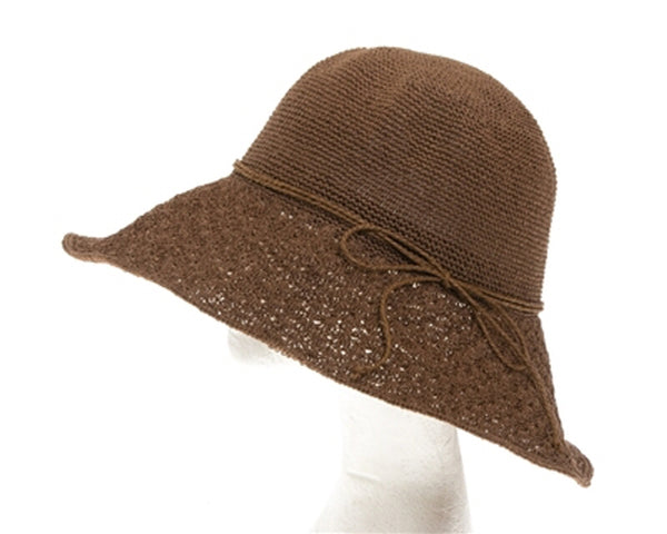 A660-SCALLOP BRIM FINE CROCHET SUN HAT