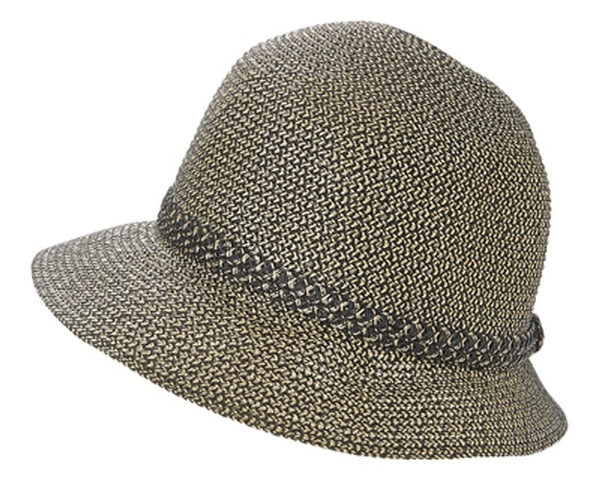 A516-HEATHERED STRAW CLOCHE