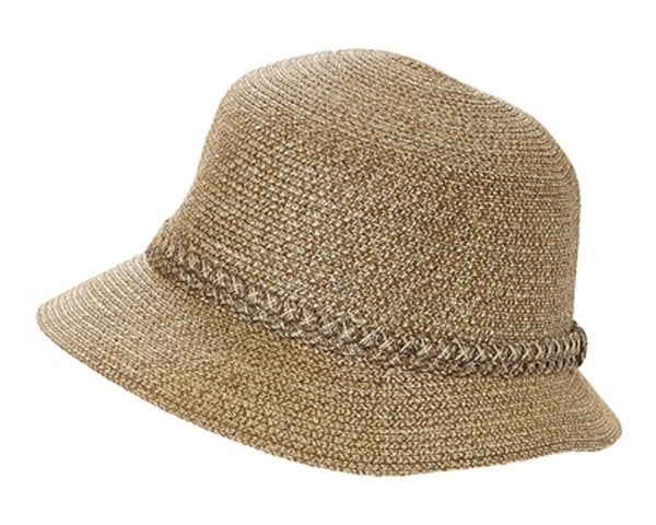 A516-HEATHERED STRAW CLOCHE