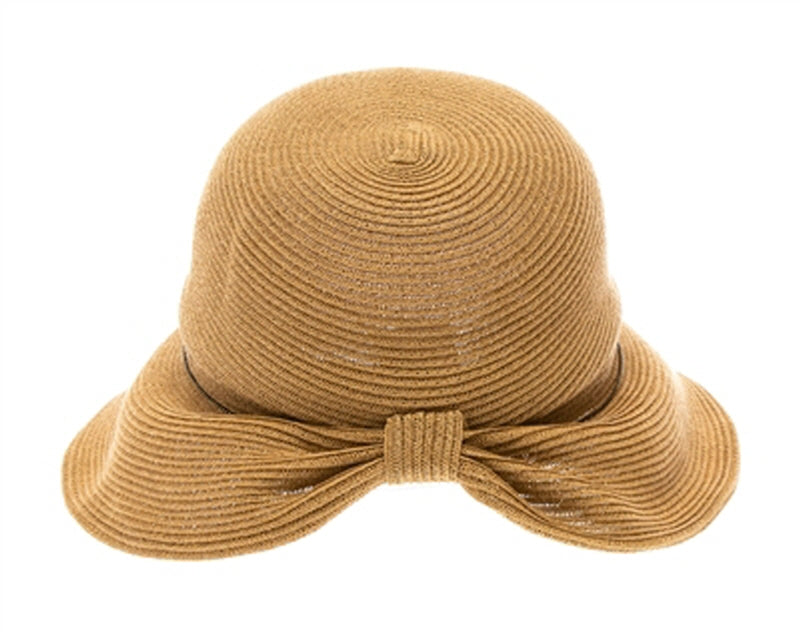 A499-MICROBRAID SUN HAT W/ SCRUNCHED BOW