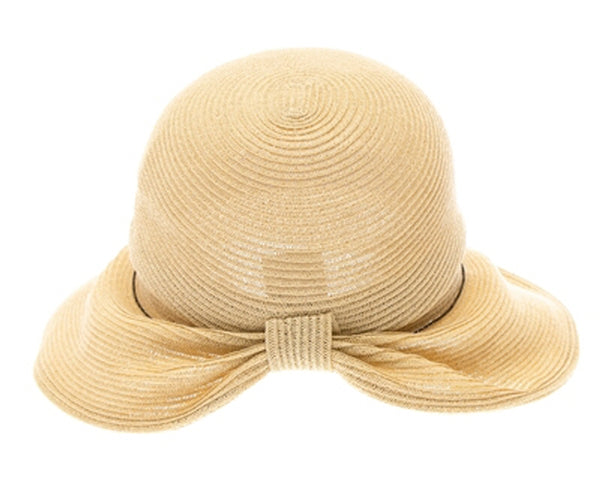 A499-MICROBRAID SUN HAT W/ SCRUNCHED BOW