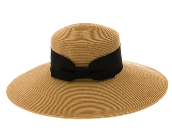 A371-DOWNBRIM STRAW HAT W/ WIDE BOW