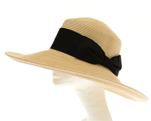 A371-DOWNBRIM STRAW HAT W/ WIDE BOW