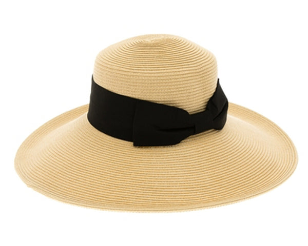 A371-DOWNBRIM STRAW HAT W/ WIDE BOW