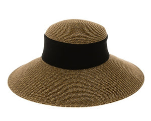 A376-COLLAPSIBLE STRAW HAT W/ FABRIC BAND