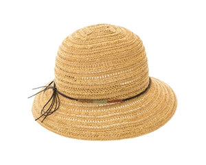 A505-STRAW BUCKET HAT W/ COLORFUL STRAW TIE