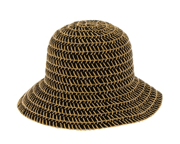 A506-STRAW-STITCHED RIBBON BUCKET HAT