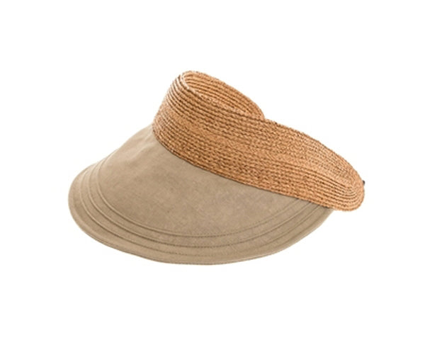 A545-RAFFIA & FABRIC SUN VISOR