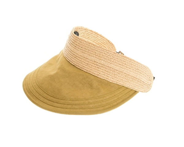 A545-RAFFIA & FABRIC SUN VISOR