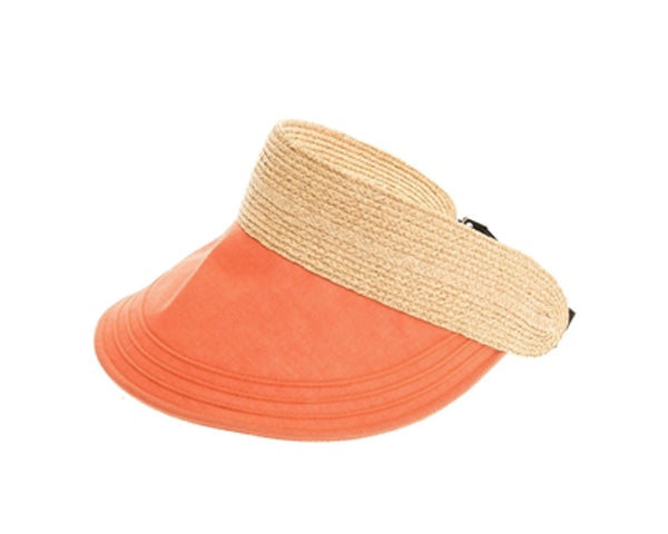 A545-RAFFIA & FABRIC SUN VISOR