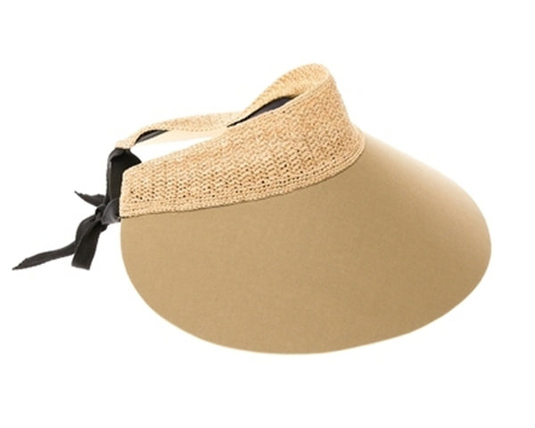 A544-OVERSIZED CROCHET RAFFIA & FABRIC VISOR