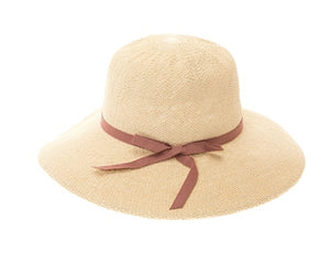 A369-TOYO STRAW BUCKET HAT W/ NARROW RIBBON TIE