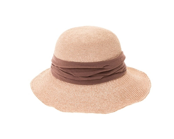 A519-FINE CROCHET TOYO HAT W/ FABRIC BAND