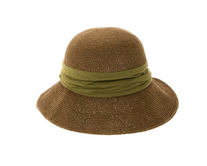 A519-FINE CROCHET TOYO HAT W/ FABRIC BAND