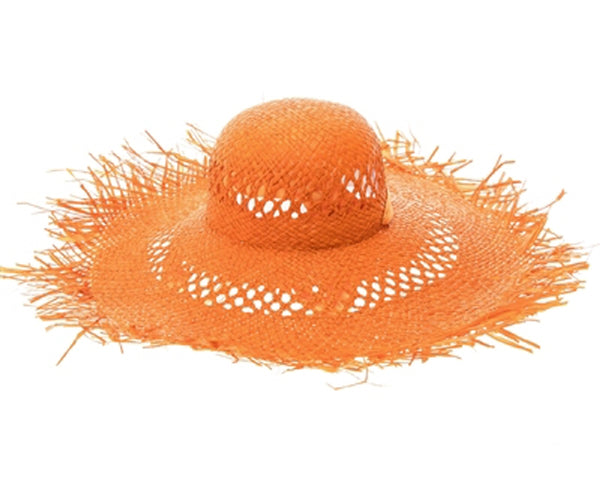 A392-FRAYED EDGE RAFFIA BEACH HAT W/ SASH