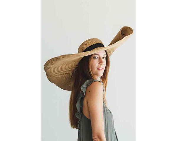 A367-OVERSIZED BEACH HAT W/ PIN UP BRIM