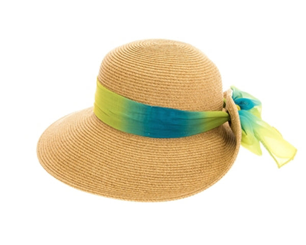 A388-SUN HAT W/ COLORFUL TIE BACK SASH