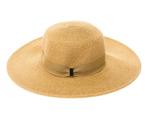 A386-SUN HAT W/ GOLD BAR ACCENT