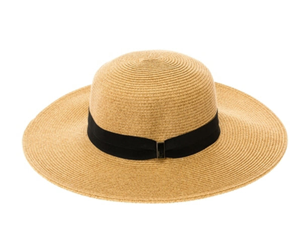 A386-SUN HAT W/ GOLD BAR ACCENT