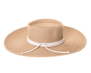 A391-WIDE BRIM STRAW GAMBLER W/ ROPE BAND