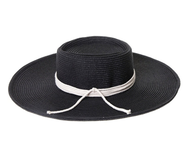 A391-WIDE BRIM STRAW GAMBLER W/ ROPE BAND