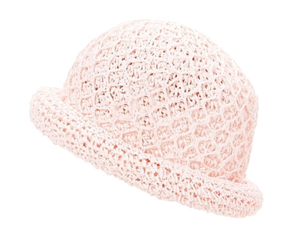 A482-HAND CROCHET ROLLED STRAW CLOCHE HAT