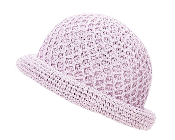 A482-HAND CROCHET ROLLED STRAW CLOCHE HAT