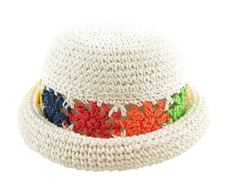 A720-KIDS CROCHET STRAW ROLLER HAT