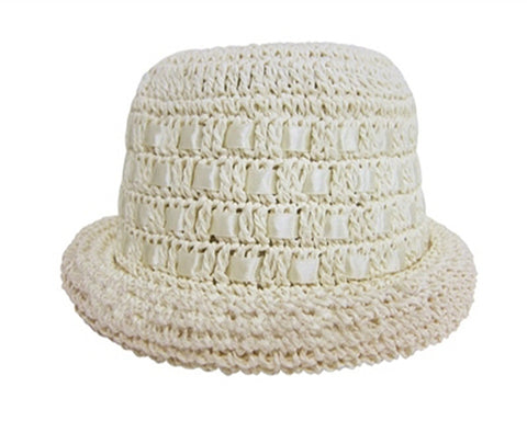 A469-CROCHET RIBBON ROLLER HAT