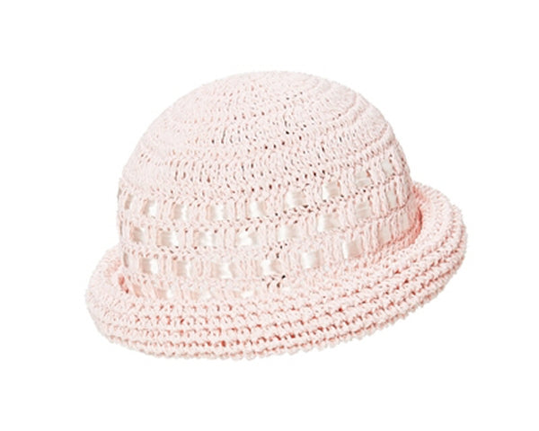 A469-CROCHET RIBBON ROLLER HAT