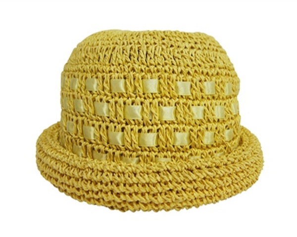 A469-CROCHET RIBBON ROLLER HAT