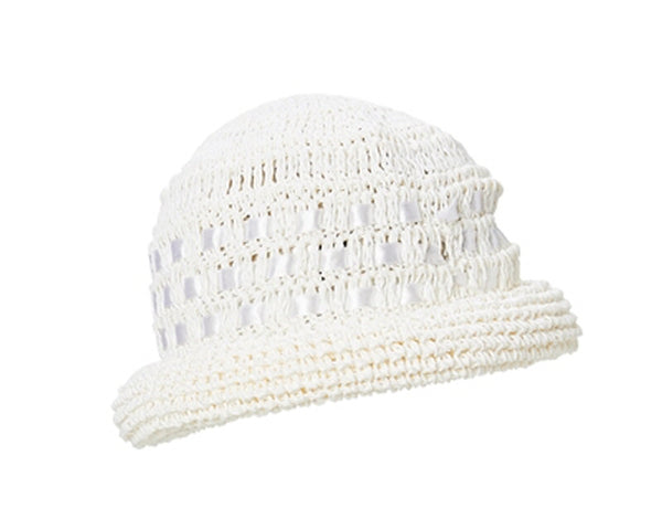 A469-CROCHET RIBBON ROLLER HAT