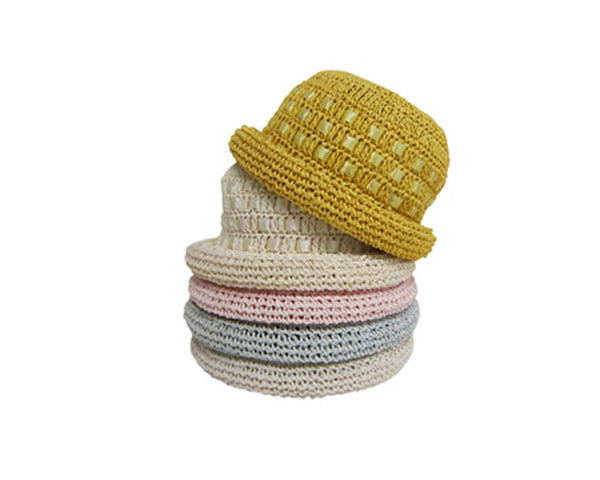 A469-CROCHET RIBBON ROLLER HAT