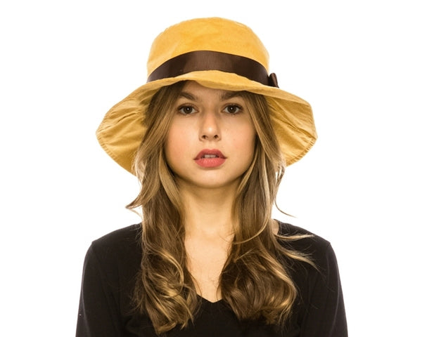 A013-VEGAN SUEDE CAMEL BUCKET HAT