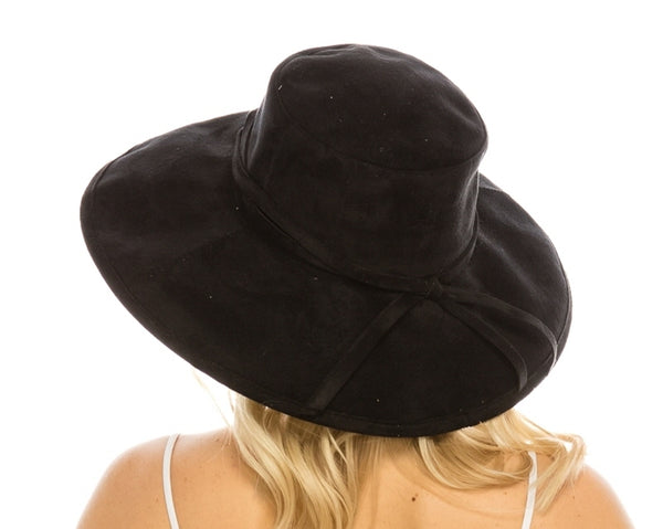 A016-FAUX SUEDE BIG BRIM HAT