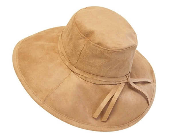 A016-FAUX SUEDE BIG BRIM HAT