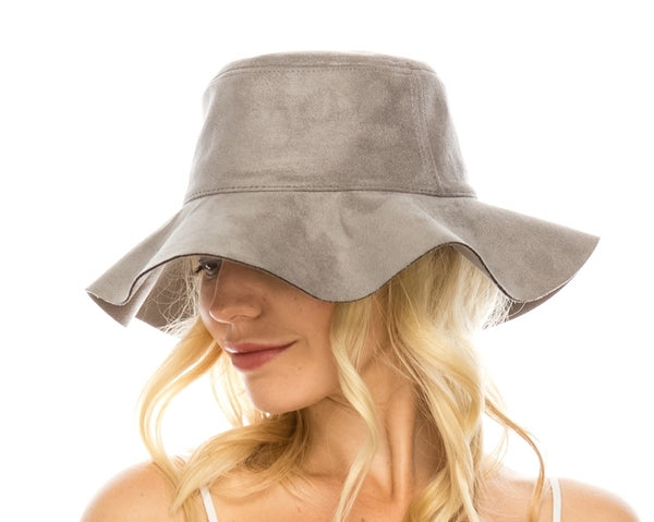 A017-VEGAN SUEDE FLOPPY BUCKET HAT