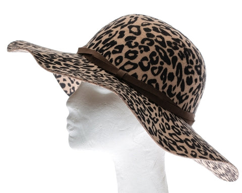 A018-VEGAN FELT LEOPARD FLOPPY HAT